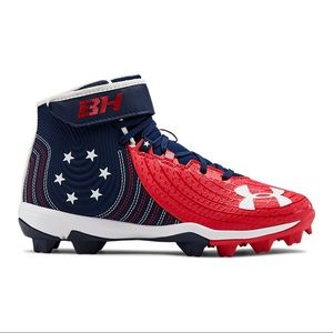 Red white and blue baseball cleats youth Clearance